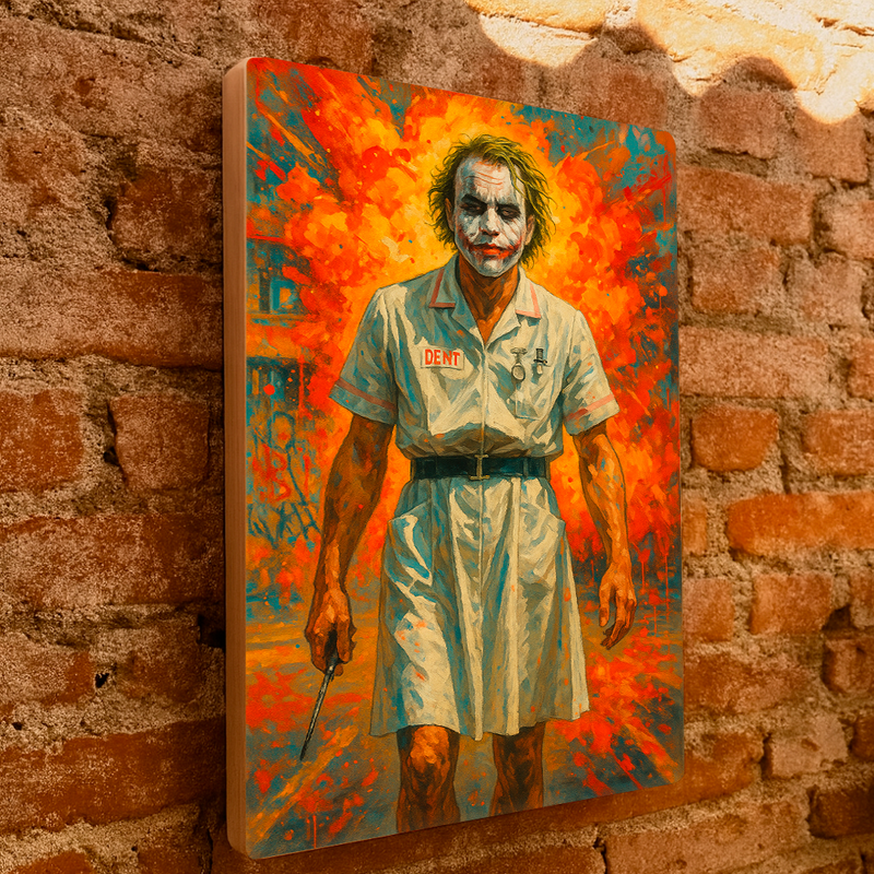 Quadro Decorativo Cultura Pop Coringa - O Caos em Chamas (Cena da explosão do hospital em The Dark Knight)