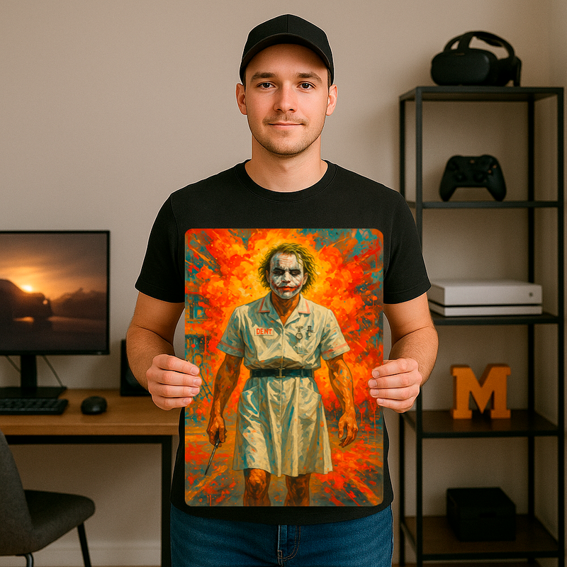 Quadro Decorativo Cultura Pop Coringa - O Caos em Chamas (Cena da explosão do hospital em The Dark Knight)