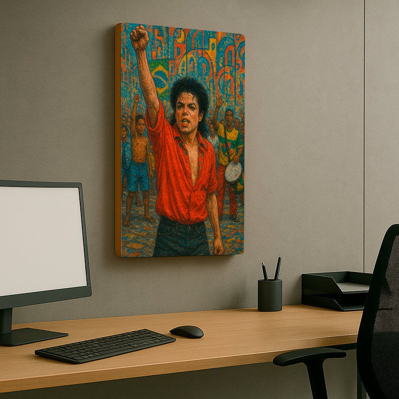 Quadro Decorativo Cultura Pop Michael no Pelourinho (Música - They Don’t Care About Us)