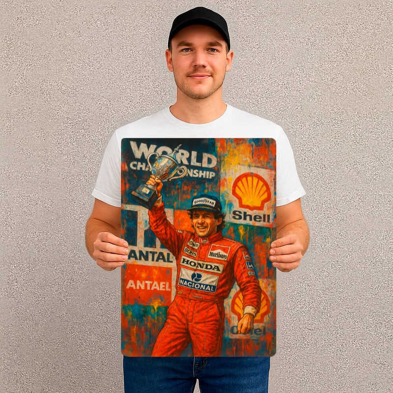 Quadro Decorativo Cultura Pop Senna Campeão Mundial